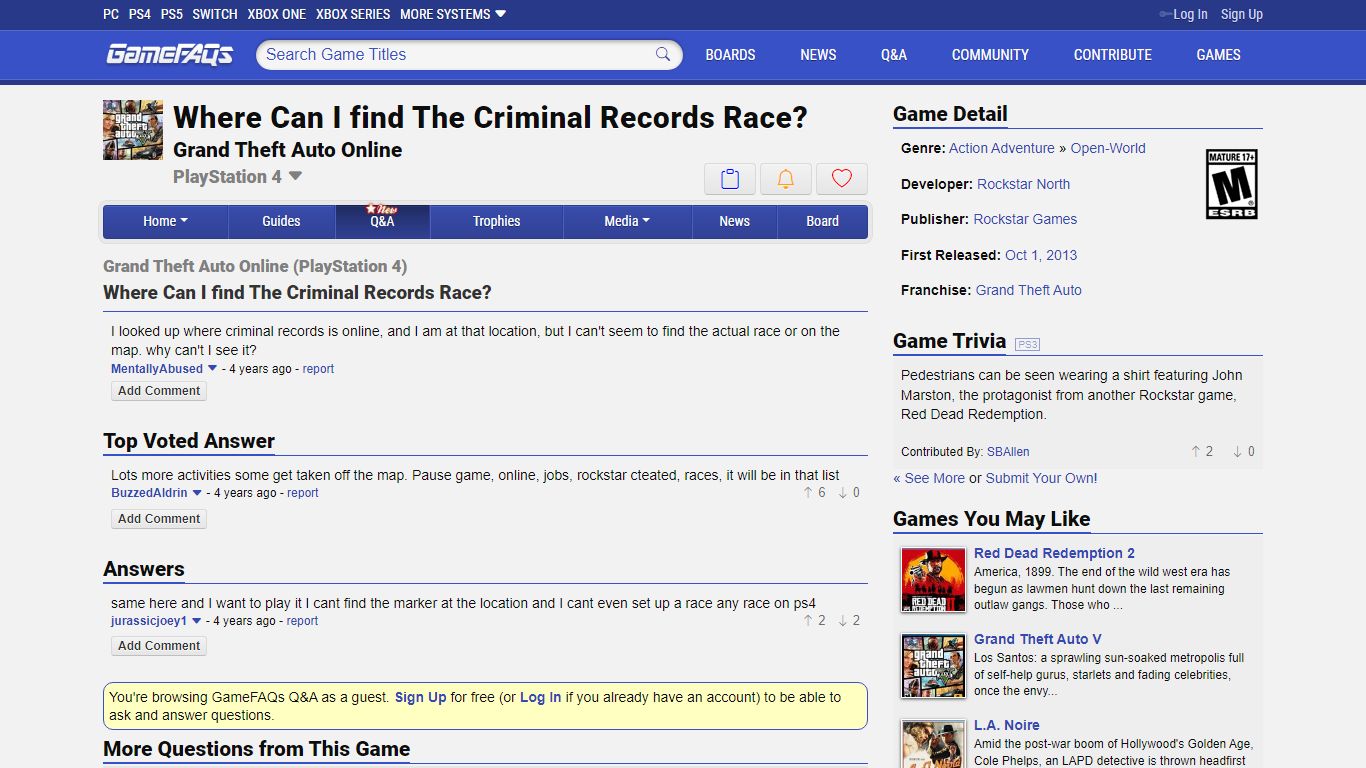 Where Can I find The Criminal Records Race? - GameFAQs